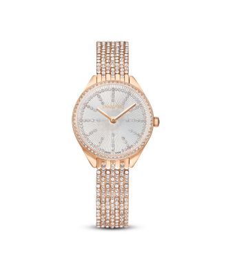 Женские кварцевые часы Swarovski из металла цвета розового золота, швейцарского производства, 30 мм