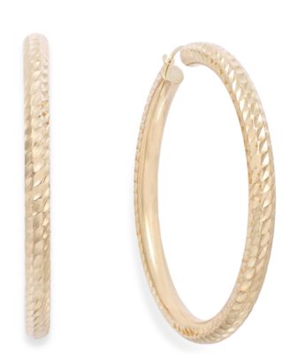 diamond cut gold hoop earrings
