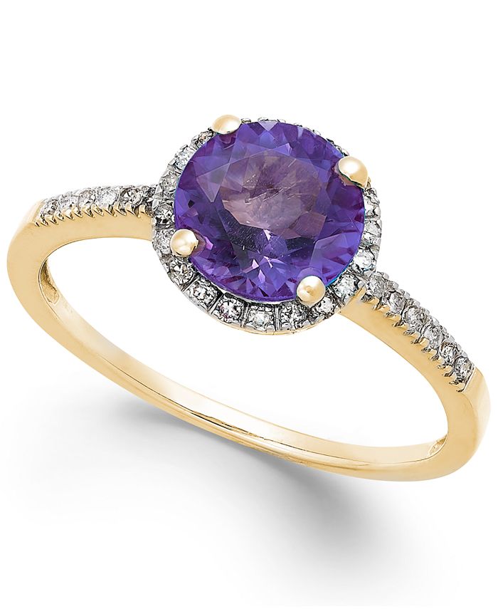 Macy's Semiprecious Ring Collection with Diamond Halo and Accents in ...
