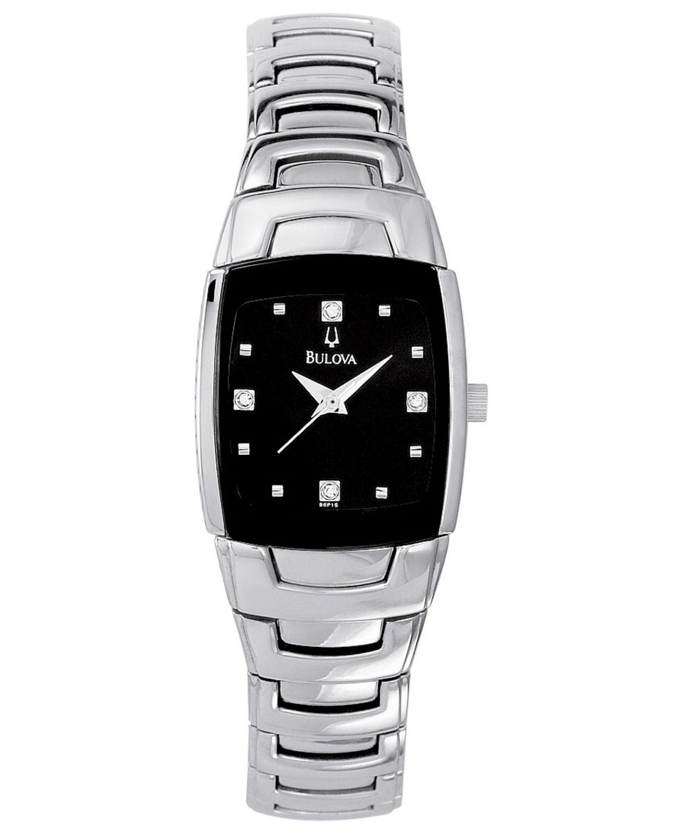 Bulova Watch, Womens Black Plated Stainless Steel Bracelet 24mm