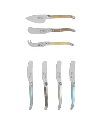 Набор ножей для сыра French Home Laguiole Mother of Pearl с насадкой для сыра, 7 предметов.