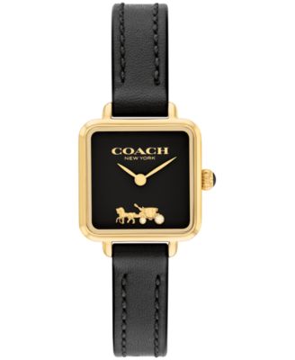 Женские часы COACH's Cass Signature Horse and Carriage с черным кожаным ремешком, 22 мм