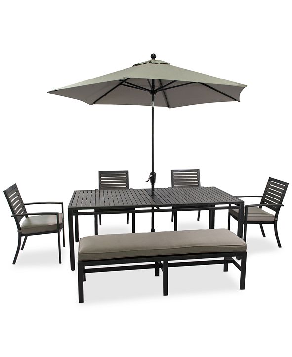 Furniture CLOSEOUT! Marlough Outdoor Aluminum 6Pc. Dining Set (84" x