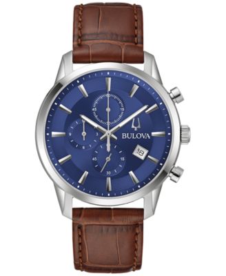 Мужские часы Bulova с хронографом Classic Sutton Brown на кожаном ремешке 41 мм