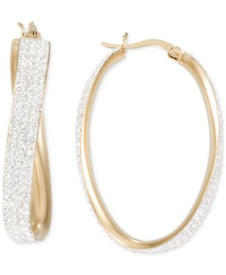 Серьги-кольца Macy's Crystal pavé овальные, золотистые