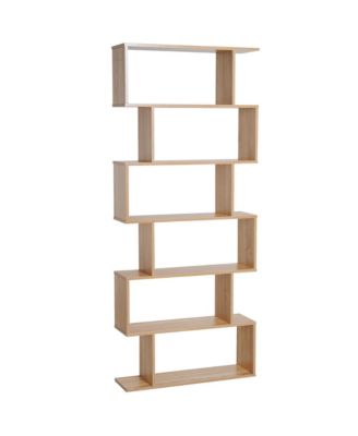 HOMCOM 75 " H Книжный шкаф с 6 полками, S-образная книжная полка, Дисплей для хранения, Sd-органайзер