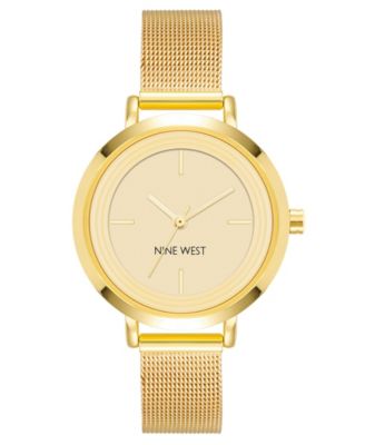 Женские кварцевые часы Nine West с золотистым ремешком из нержавеющей стали, 34 мм