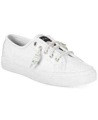 white leather sperry sneakers