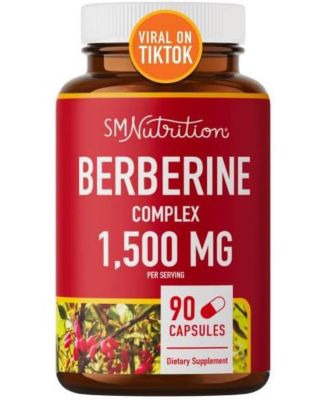 Высокоэффективная пищевая добавка SMNutrition с берберином HCL, 1875 мг, Комплекс для поддержания метаболизма глюкозы и физической формы, а также Горькая дыня и листья Банабы, 1500 мг берберина на порцию, не содержит ГМО, протестирован сторонними поставщи