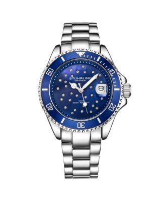 Женские модные часы Stuhrling StarSea 3977 – Кварцевый механизм, корпус диаметром 39 мм, круглый циферблат со вставками из кристаллов, Водонепроницаемость 100 м