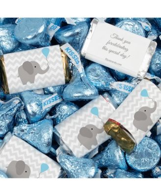 Сувениры для вечеринки Just Candy Boy Baby Shower, миниатюры слоника Херши и голубые поцелуи, 128 штук
