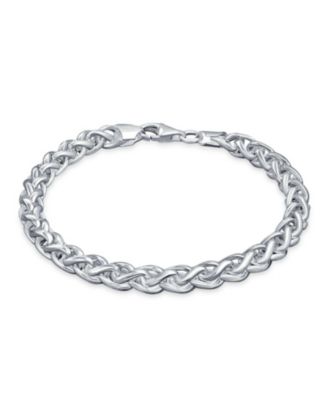 Ювелирные изделия Bling, мужской браслет-цепочка из веревки, стерлинговое серебро 925 пробы, массивная оплетка толщиной 6 мм, пшеничное звено, полированное серебро 8,5 дюймов