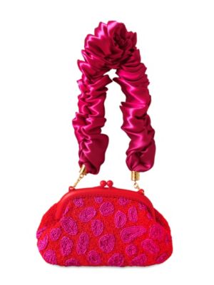 Brunna.co Джинсовый клатч ARNOLDI, расшитый вручную бисером, красно-розовый