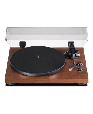 Беспроводной проигрыватель TEAC TN-280BT-A3 с ременным приводом, Bluetooth, встроенным аудиоусилителем и предустановленным картриджем Audio-Technica MM коричневого цвета