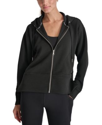 Женская толстовка DKNY Tech Ottoman с капюшоном на молнии черного цвета