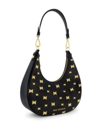 Кожаная сумка-хобо Mac Duggal с позолоченной фурнитурой