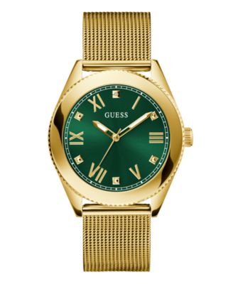Мужские аналоговые часы GUESS с золотистой сеткой, 44 мм