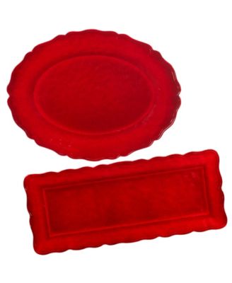 Сертифицированный международный набор меламиновых тарелок Red Crackle из 2 частей