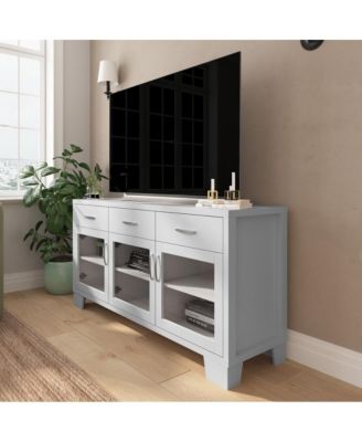 Буфетный шкаф MERRICK LANE Samson из искусственного дерева с тремя выдвижными ящиками и тремя дверцами из закаленного стекла для столовой/кухни