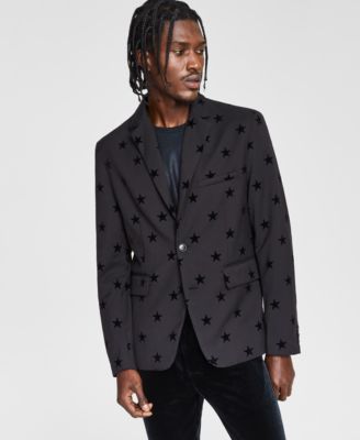 Мужское спортивное пальто со звездой на лацкане с вырезами из мишуры и флока