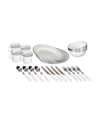 Набор эмалированной посуды Stansport Deluxe из 24 предметов - Белый