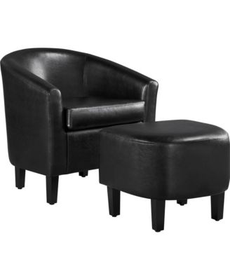 Современное клубное кресло и пуфик из искусственной кожи Yaheetech
