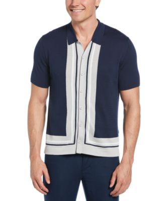 Мужской свитер поло классического кроя Cubavera L-образной формы с цветными вставками