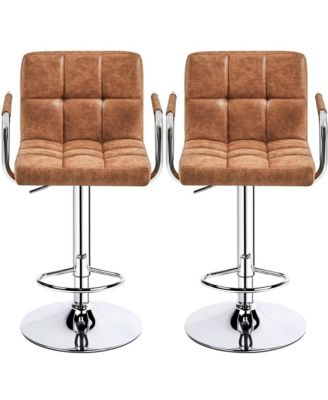 Yaheetech 2ШТ Вращающиеся табуреты из искусственной кожи с регулируемыми кухонными стульями