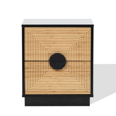 Современный прикроватный столик LuxenHome середины века в стиле бохо с 2 выдвижными ящиками, изготовленный из дерева, с местом для хранения