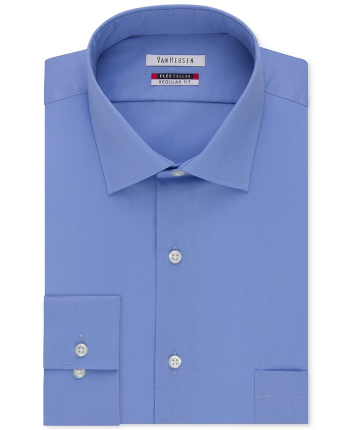 Van Heusen Men's Classic-Fit Wrinkle Free Flex Collar Solid Dress Shirt ...