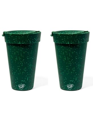 Кофейный стакан Silipint на 16 унций: 2 штуки - Зеленый в крапинку