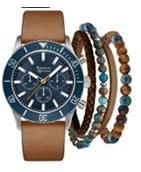 Мужские кварцевые часы American Exchange с коричневым полиуретановым ремешком, 43 мм