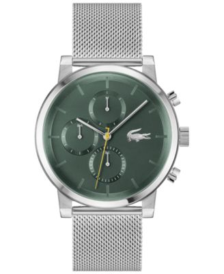 Мужские часы-браслет Lacoste Replay серебристого цвета с сеткой из нержавеющей стали, 44 мм