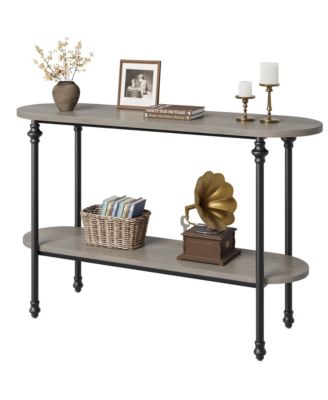 узкий стол для прихожей gaomon, Двухъярусный промышленный консольный стол с полкой для хранения, Тонкий столик за диваном, Фермерский узкий диванный столик для прихожей, прихожей, гостиной