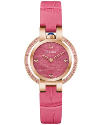 Женские часы Bulova 150th Anniversary с розовым кожаным ремешком Rubaiyat на 150-летний юбилей, 31 мм