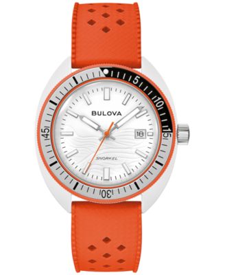 Мужские часы Bulova с трубкой для подводного плавания Orange HNBR на каучуковом ремешке 41 мм