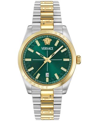 Мужские швейцарские часы Versace Millenyium с двухцветным браслетом из нержавеющей стали 40 мм