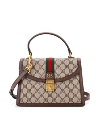 Бывшая в употреблении сумка Balenciaga Small x Gucci The Hacker Project с верхней ручкой из холщовой ткани с покрытием BB