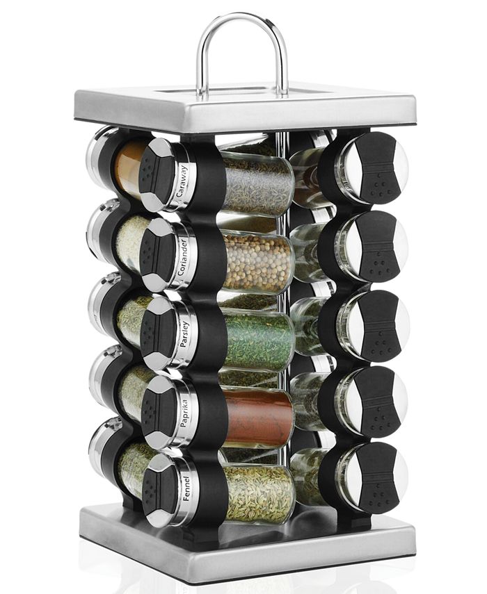 Martha Stewart Collection Square Stainless Steel Spice Rack, 21Piece