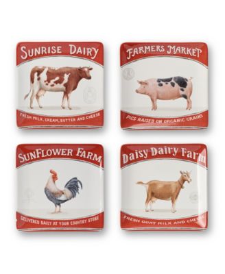 Сертифицированные международные винтажные фермерские салатные тарелки, набор из 4 штук