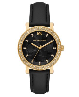 Женские часы Michael Kors Corey из черной кожи с тремя стрелками, 38 мм