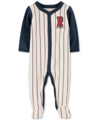 Хлопковая бейсбольная пижама Carter's Baby Boys для сна и игр, коричневая / бежевая