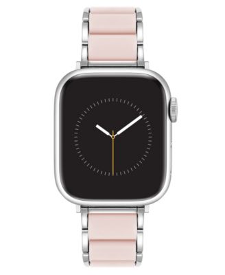 Женские розовые прорезиненные часы Anne Klein с серебристым ремешком из легированного металла для Apple Watch 10 38/40/41 мм