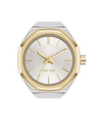 Женские кварцевые часы Nine West с современным двухцветным кольцом из металлического сплава, 23 мм