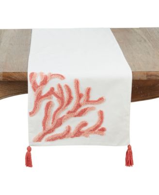 Вышитая коралловая дорожка для стола Saro Lifestyle Seaside, 16 