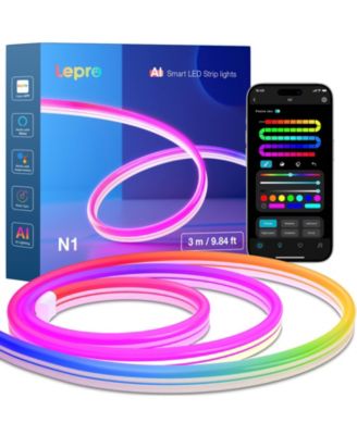 Светодиодные ленты Lepro N1 длиной 9,84 фута с технологией AI Smart RGB, синхронизация музыки со звуковыми сигналами, цветовой сегмент 