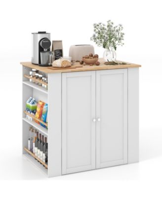 Кухонный остров Volenca с столешницей из каучукового дерева и местом для хранения вещей