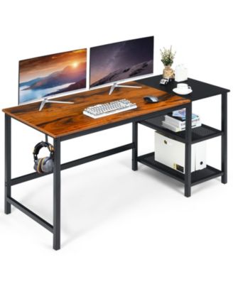 59-дюймовый промышленный компьютерный стол с 2-ярусными полками для хранения данных для домашнего офиса