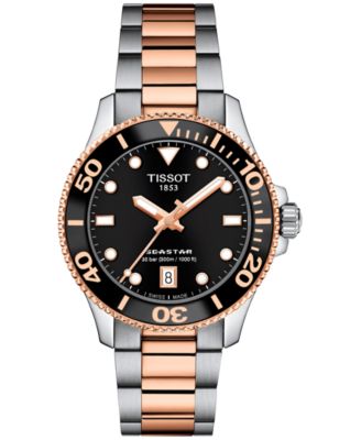 Женские швейцарские часы Tissot Seastar 1000 с двухцветным браслетом из нержавеющей стали, браслет 36 мм, нержавеющая сталь и Pvd-покрытие