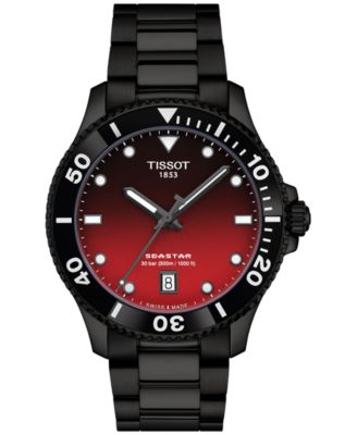 Мужские швейцарские часы Tissot Seastar 1000 Black PVD с браслетом из нержавеющей стали 40 мм